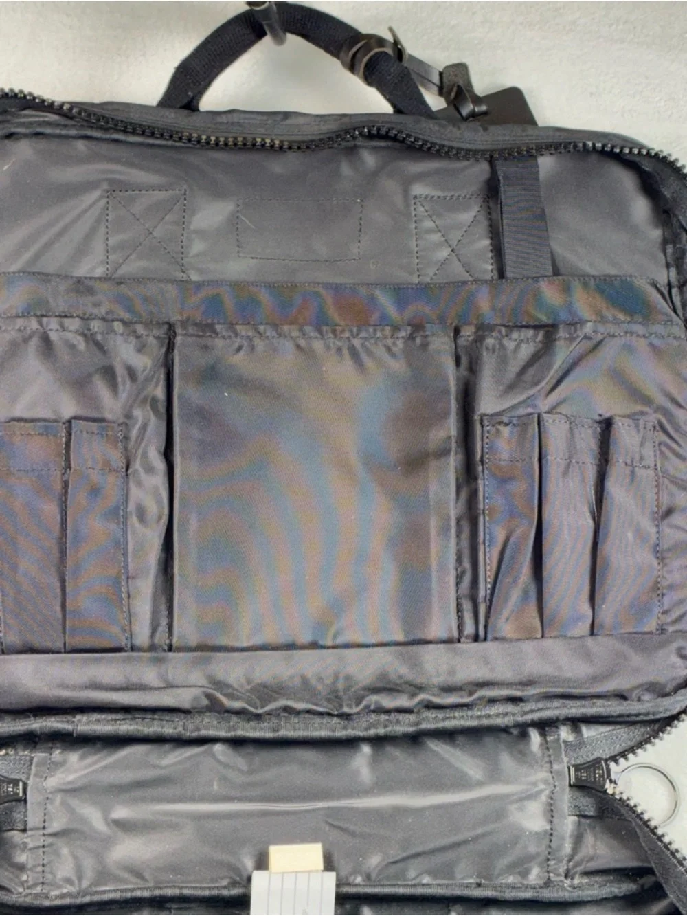 Lands' End Black Laptop Messenger Bag Nylon Zip Around Briefcase Adj Strap